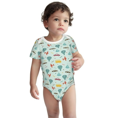 

Kdxio Transport Travel Pattern Unisex Baby Cotton Short Sleeve Bodysuits-6 Months