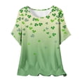 thumbnail image 2 of Puntoco Liquidación de blusas cortas para mujer, blusa de manga corta con estampado de moda para mujer, camiseta de cuello redondo, 2 of 5