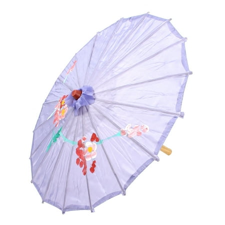 Unique Bargains Party Dancing Plastic Wood Rib Flower Print Lavender Cover  Parasol Umbrella