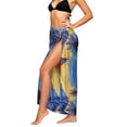 thumbnail image 5 of PWPSG Women’s Convertible Knot Beach Sarong Skirt, Coastalal Jungle Palm Print Smooth Sheer Material, Swim Cover Up for Coastal Getaways Blue Free Size, 5 of 6