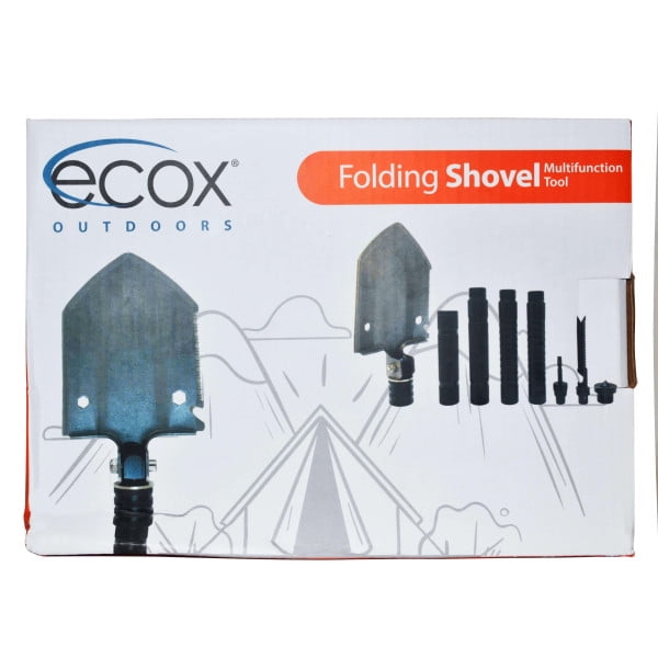 ecox Folding Shovel Survival Multitool for Camping Outdoors Shovel 4 Body Screwdriver Knife Saw Whistle Starter Can Opener Glass Shatterer all in one tool