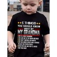thumbnail image 1 of Boys' Black Cotton T-Shirt - "5 Things You Should Know about My Grandma" Humorous Print, Comfortable Casual Round Neck, Short Sleeve, Humorous Graphic Tee|Playful Print Shirt|Cotton Comfort, 1 of 6
