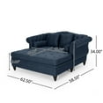 thumbnail image 5 of Christopher Knight Home 62.5" Large Loveseat Chaise Lounge, Sofa Bed Couch with Scroll Arms and Pillows, Navy Blue, 5 of 7