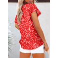 thumbnail image 2 of Camisa Eytino para mujer, talla grande, manga corta, cuello en V, gasa roja, 2 of 6