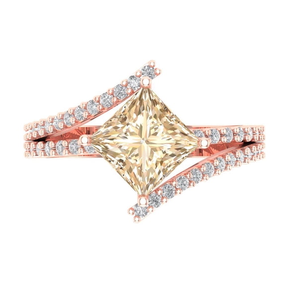 Solitaire with Accents Engagement Ring for Women - 2.3075ct Natural Morganite in 14K Rose Gold Promise Ring