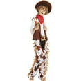 thumbnail image 3 of Kids Western Rodeo Cowboy or Cowgirl Classic Set - Vest, Pants, White T-Shirt, Brown Hat, Bandanna 5PC Outfits (Choose Color and Size)(L, Z05-Coffee), 3 of 7