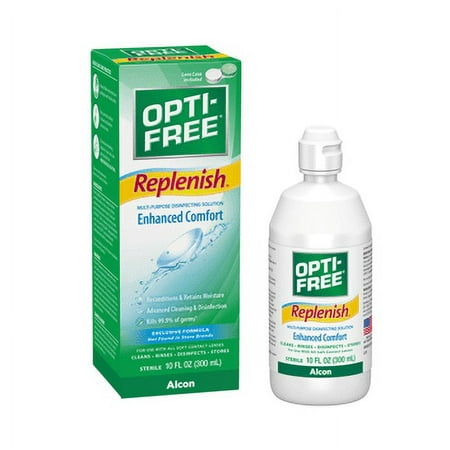 OPTI-FREE Replenish Disinfecting Contact Lens Solution for Daily Contact Lens Cleaning Use, 10 fl oz