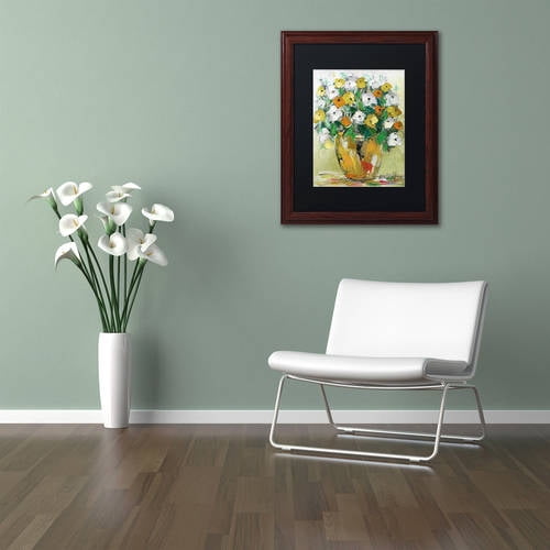Trademark Fine Art "Spring Flowers in a Vase 4" Canvas Art by Hai Odelia, Black Matte, Wood Frame