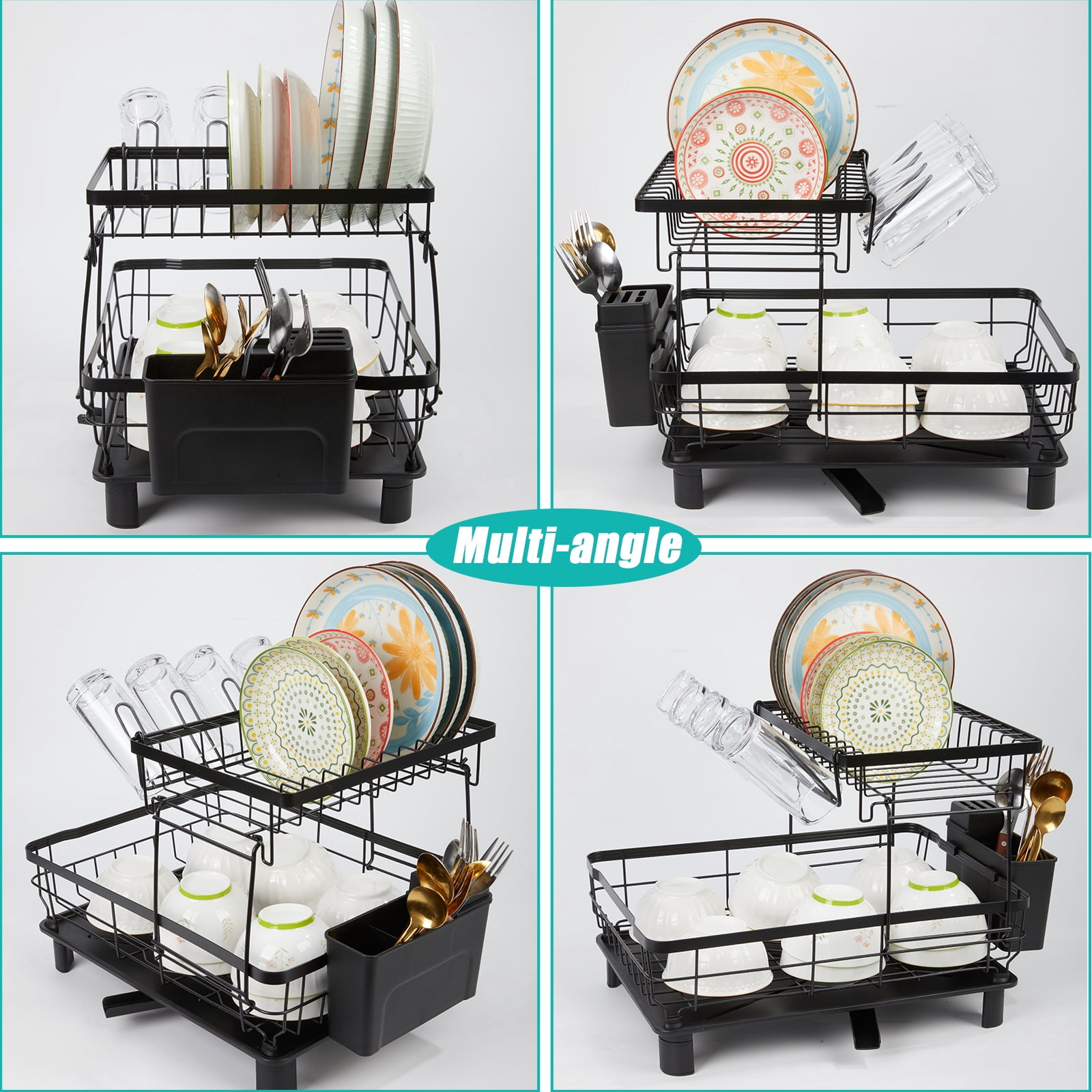 Dish Drying Rack, Dish Rack，Dish Drainers，Kitchen Accessories，Dish Racks with Drain Board，Large Dish Drying Rack，Dish Rack Over The Sink，Drying Rack Kitchen