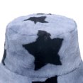 thumbnail image 2 of hirigin Adult Plush Bucket Hat Winter Warm Star Print Fluffy Fisherman Cap for Women Men Travel Beach, 2 of 4