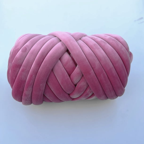 Nvzi Hilo grueso de 250 g para tejer a mano, hacer mantas de crochet, tubo lavable de algodón extra suave, hilo gigante voluminoso para tejer a mano, crochet, rosa oscuro