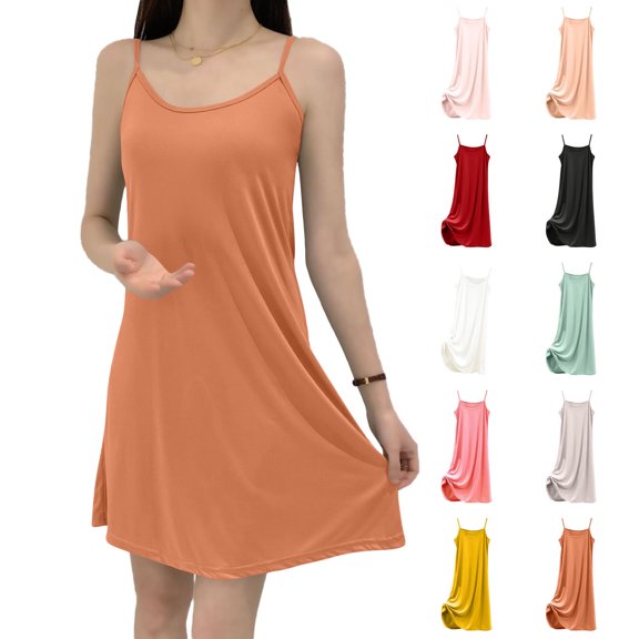 Akafmk Spaghetti Strap Nightgowns for Women Casual Sleep Dress Round Neck Sleeveless Sleepwear Night Gown Solid Knee Length Pajamas Nightgown, Sizes XL