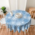 thumbnail image 5 of Light Blue Winter Round Tablecloth 60 Inch Blue White Snowflake Christmas Holiday Theme Decorative Table Cloth Seasonal Rustic Farmhouse for Indoor Party Kitchen Dinner Picnic Decor, 5 of 8