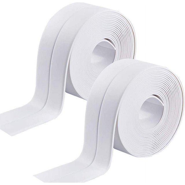 2 paquetes de cinta selladora antimoho (3,8 cm x 3,2 m), cinta selladora impermeable y pegajosa para paredes de baño, inodoro y cocina