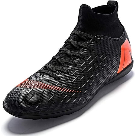 

Boots Shoes for Big Boy - Turf Indoor Youth Football Shoes - High Top Ankle Boots Colorful Ribbon for Men - Outdoor Training TF/AG