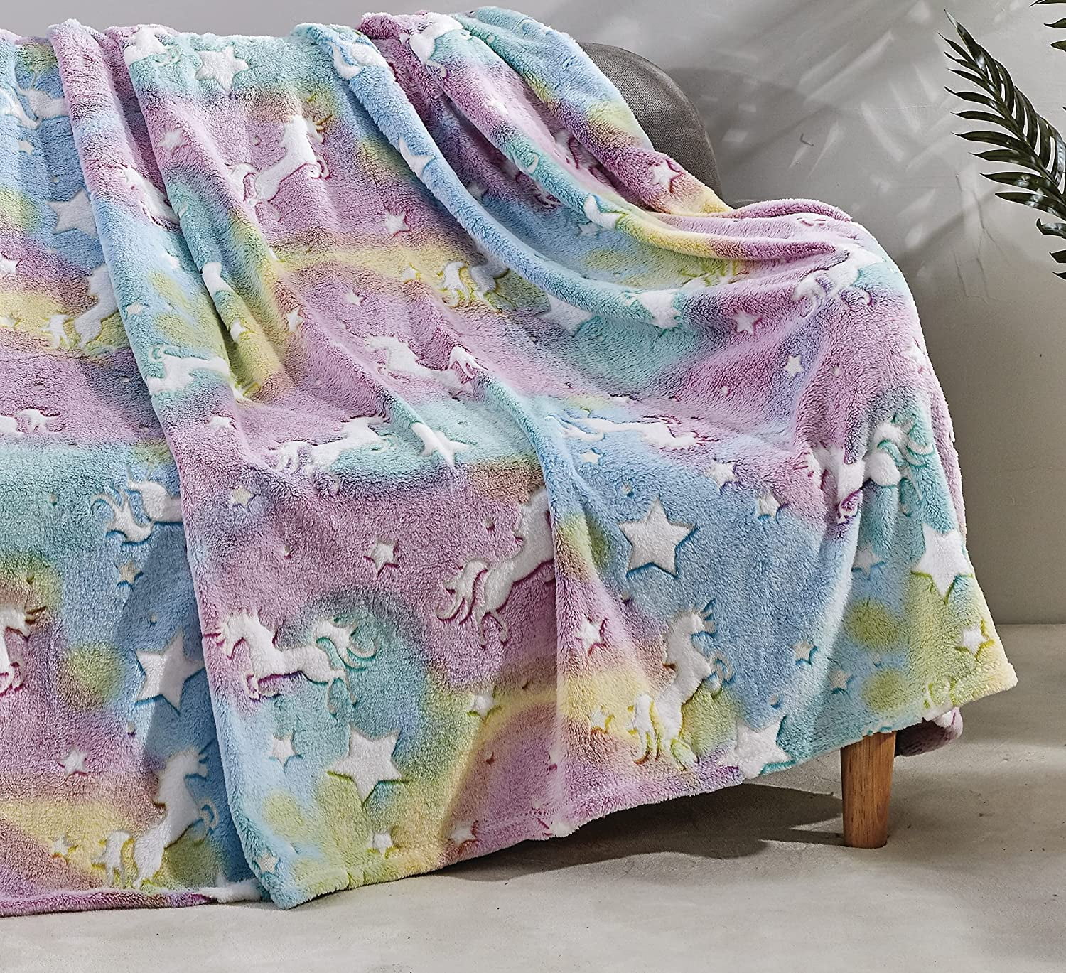 "Manta de lanzamiento impresa que brilla en la oscuridad suave decoración de felpa difusa para niños adolescentes 50""x60""" - Imagen 9 de 24