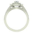 thumbnail image 3 of Round Cut Cushion Shape Double Halo Vintage Diamond Wedding Ring Set 0.80 Carat Total Weight 14K White Gold, 3 of 5