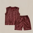 thumbnail image 6 of CYRBOKO Toddler Boys Outfit Sets, Two-piece Ripped Casual Elastic Waist Tank Tops and Shorts Red Size 3-4T, 6 of 6