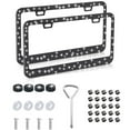thumbnail image 1 of 2pcs Bling Car License Plate Frame Sparkly Rhinestone License Plate Cover Stainless Steel Metal Frames Durable Rust-proof Front Back License Cover for Women Girls, 1 of 7