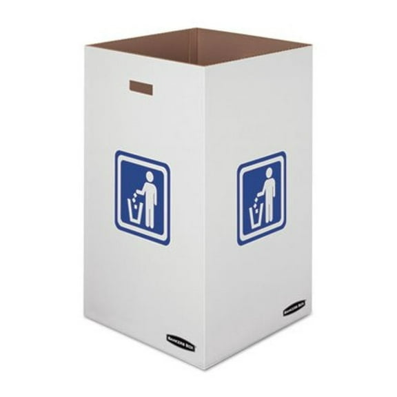 Waste and Recycling Bin, 50 gal, 18" x 18" x 36 3/8", White, 10/Carton