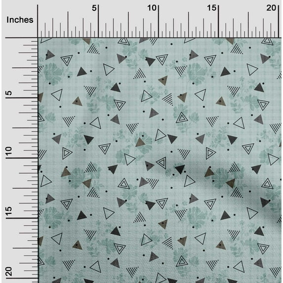 oneOone Georgette Viscose Dusty Teal Blue Fabric Triangle Geometric Sewing Fabric By The Yard Printed Diy Clothing Sewing Supplies 42 Inch Wide