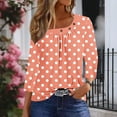 thumbnail image 6 of Scyoekwg 3/4 Length Sleeve Womens Tops Crew Neck Polka Dots T-Shirt Button Three Quarter Length Dressy Blouses (Orange,XXL), 6 of 7