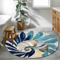 thumbnail image 4 of Navy Blue Teal Coastal Round Area Rug 4 FT, Non Slip Indoor Outdoor Rug, Abstract Art Nautical Ocean Conch Washable Soft Circular Carpet Non-Shedding Floor Mat for Coffee Table Nursery Foyer Balcony, 4 of 8