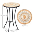 thumbnail image 2 of Mosaic Patio Table, Round Coffee Table with Metal Frame, Garden Furniture for Outdoor, Poolside, Yellow & Grey, 2 of 7
