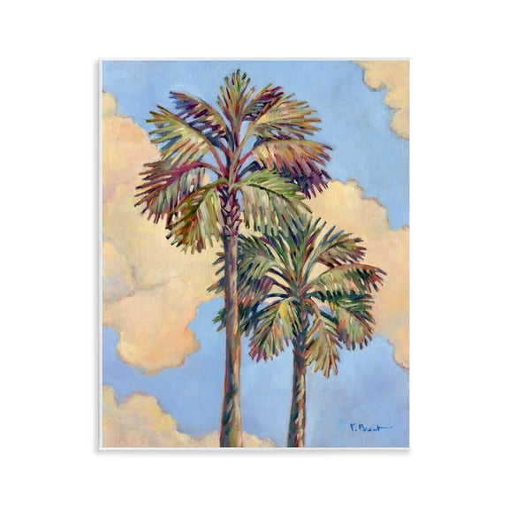 Stupell Industries Two Palm Trees & Clouds Landscape & Nature Painting Unframed Art Print Wall Art, 11 x 14