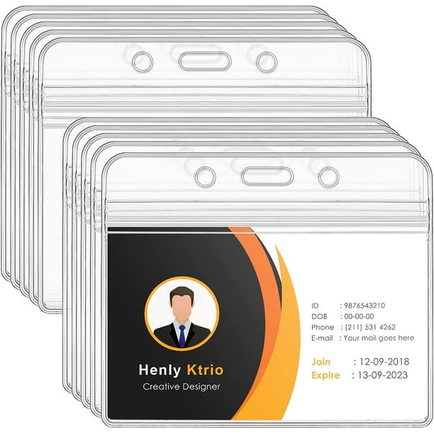 10 Pack Clear ID Card Holders, 3.3 X 3.9 in, Horizontal