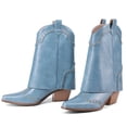 thumbnail image 2 of RONILURN Women's Foldable Cowboy Ankle Boots Pointed Toe Chunky Heel Slip On Rivets Western Boots, 2 of 12
