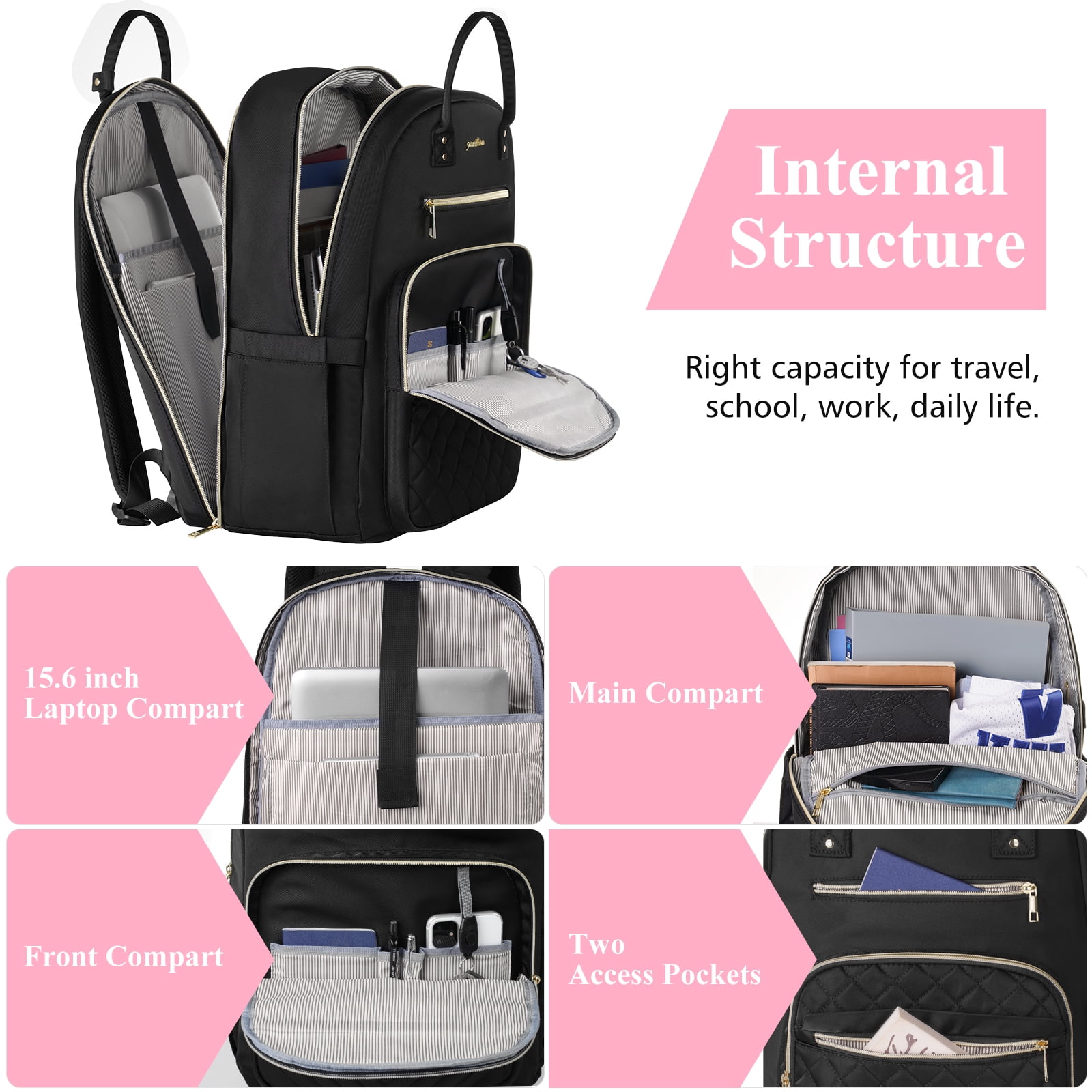 17 Inch Backpack for Women and Teen Girls,School Backpack TSA Laptop Bookbag with USB for College Students Business Office Work Travel