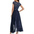 thumbnail image 6 of Formal Gowns and Evening Dresses Wedding Guest Women Solid Dress Lace Splice Sleeveless V-Neck Ruffle Hem Dress Fashion Evening Gown for Party Wear, 6 of 6