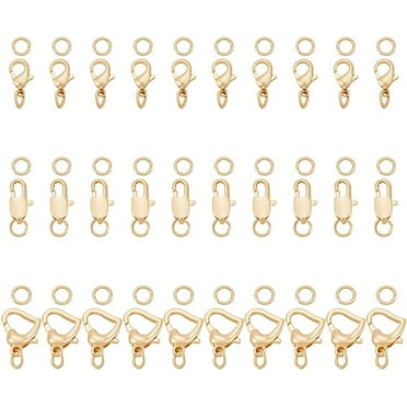 30Pcs 14K Gold Necklace Clasps 3 Styles Lobster Claw Clasp Bracelet Clasps Closures Lobster Clip Hook Connector for Earring Bracelet Necklace Pendants Jewelry DIY Craft