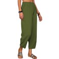 thumbnail image 2 of Blotona Women's Casual Cotton Linen  Wide Leg Long Straight Leg Elastic High Waist Ankle Length Pants Baggy Trousers with Pocket, 2 of 5