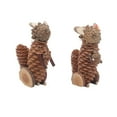 thumbnail image 2 of Sunjoy Tech 1 Pair Pine Cones Ornaments Squirrel Rabbit Deer Cat Realistic Looking Handmade Wooden Animal Table Ornaments Garden Decor, 2 of 8
