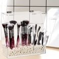 thumbnail image 4 of Soporte para brochas de maquillaje Ollen con tapa antipolvo, acrílico, blanco, 4 of 5