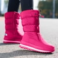 thumbnail image 4 of Botines Antideslizantes para Exteriores Mujer Botas Con Plataforma Forradas Piel Al Hasta Media Pantorrilla (Rosa 37) Rojo, 4 of 8