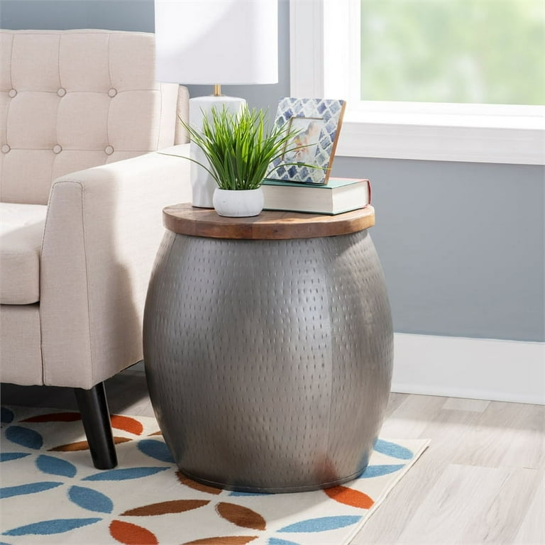 Round silver hammered metal cala coffee table online