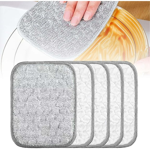 Multipurpose Wire Dishwashing Rags for Wet and Dry, Reusable Wire Miracle Cleaning Cloths, Round Wire Washing Cloth, Non Scratch Wire Dishcloth for Kitchen, Sinks, Pots, Pans (5PCS)