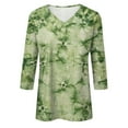 thumbnail image 4 of kytmyeq Women’s Fashion Everyday Everything Casual V-neck Seven-point Sleeve Printed T-shirt Top, 4 of 6