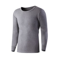 Tauxra Men's Lightweight Baselayer Crew Top | Long Sleeve | Form Fitting | 4-Way Stretch | Thermal Gray L