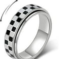 thumbnail image 3 of 8mm Stainless Steel Checkerboard Chess Pattern Rotating SpinnerWedding Band Biker Statement Ring, 3 of 3