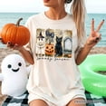 thumbnail image 6 of Fall Spooky Season Brushstroke T-Shirt, Coquette Vintage Ghost, Cat and Pumpkin Tee, 6 of 8