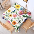 thumbnail image 2 of Pioneer Flower Floral Print Pattern Square Tablecloth,Waterproof Square Table Cover,Wipeable Spillproof Washable Table Cover for Home Kitchen Party Decor 60"x60"(152x152cm), 2 of 6