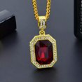 thumbnail image 4 of GKNET Inlaid Diamond Square Ruby Necklace Hip Hop Pendant Vintage Delicate Jewelry Accessor WY4-A1, 4 of 9