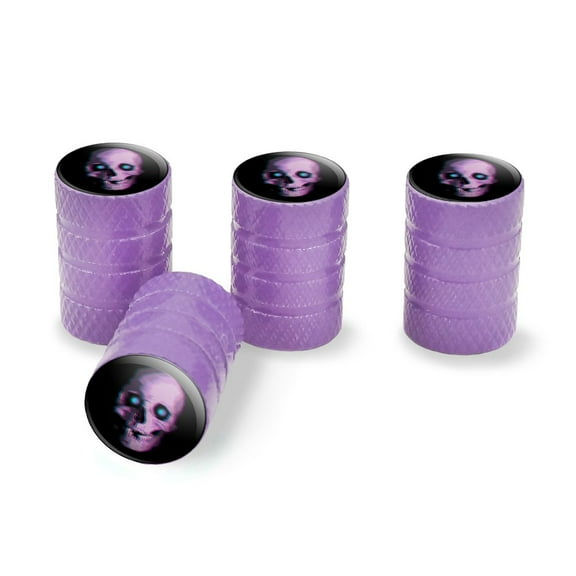 Stereoscopic Skull 3D Tire Rim Wheel Aluminum Valve Stem Caps - Purple