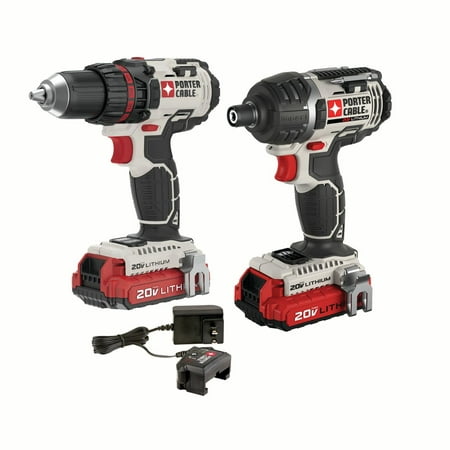 PORTER CABLE 20-Volt Max Lithium-Ion Cordless Drill & Impact Driver Combo Kit, (Best Cordless Drill Driver Kit)
