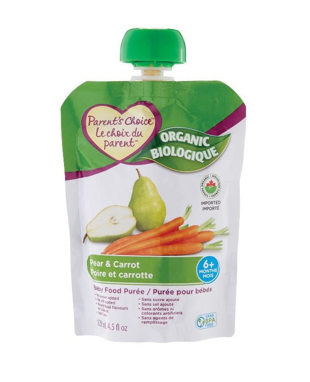 Parent's Choice Organic Pear & Carrot Baby Food Purée