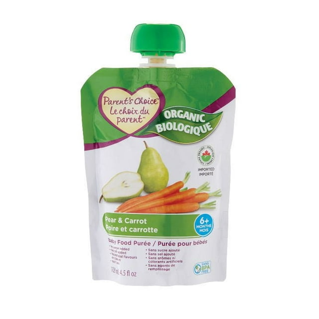Parent's Choice Organic Pear & Carrot Baby Food Purée